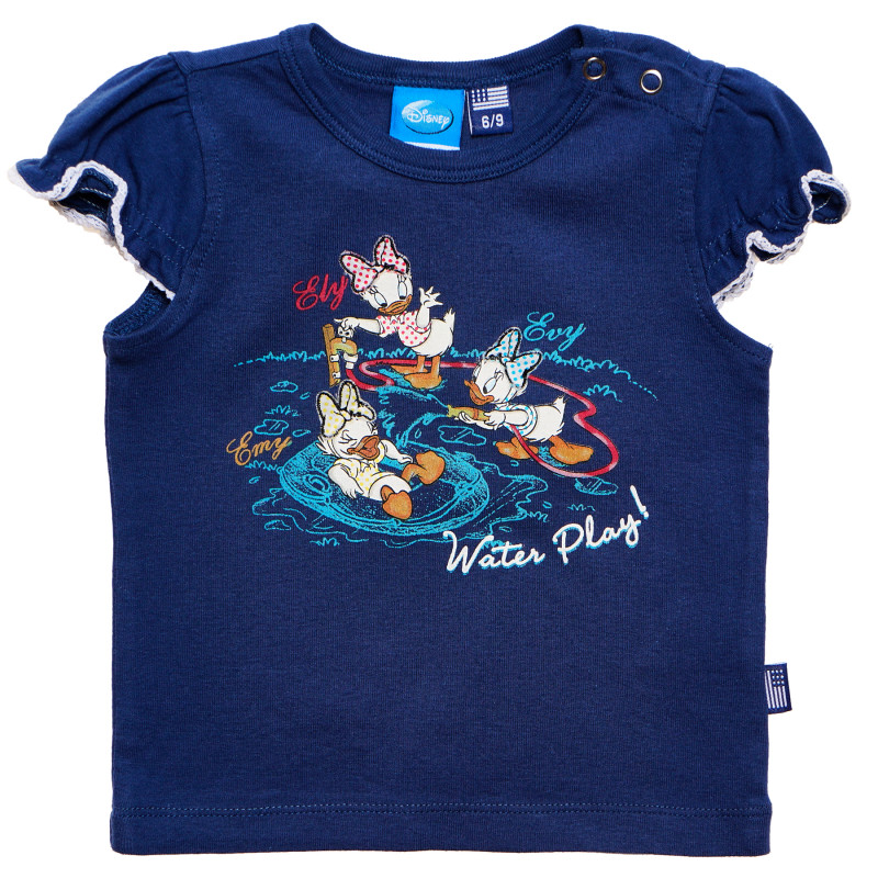 Памучна тениска за бебе за момиче синя  169287