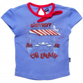 Памучна тениска за бебе за момиче в лилаво и розово Original Marines 169299 