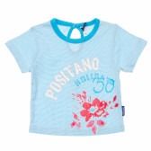 Памучна тениска за бебе за момиче в синьо и бяло Original Marines 169439 