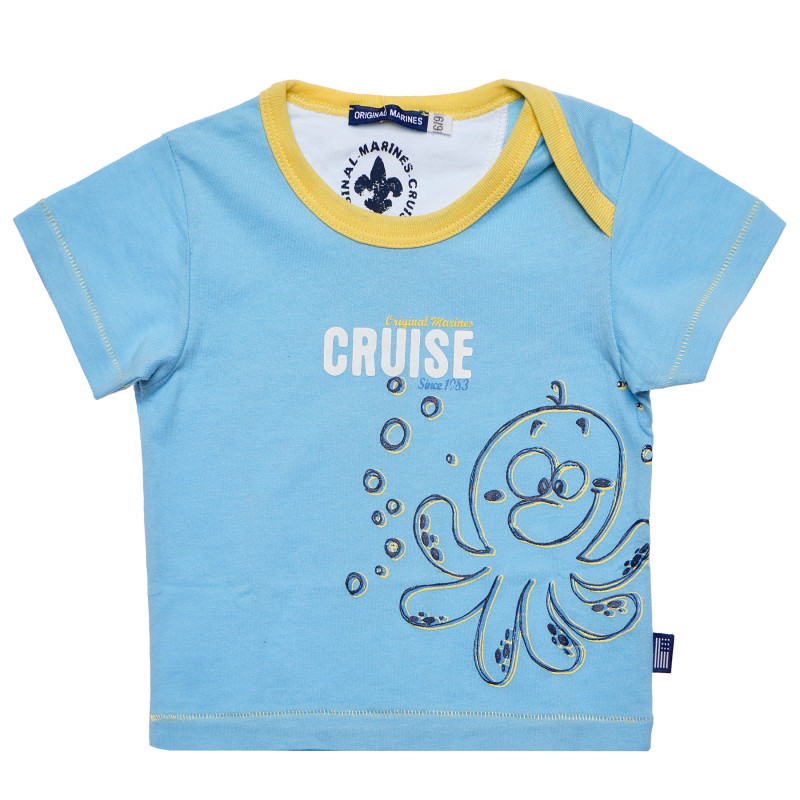 Памучна тениска за бебе за момче синя  169602