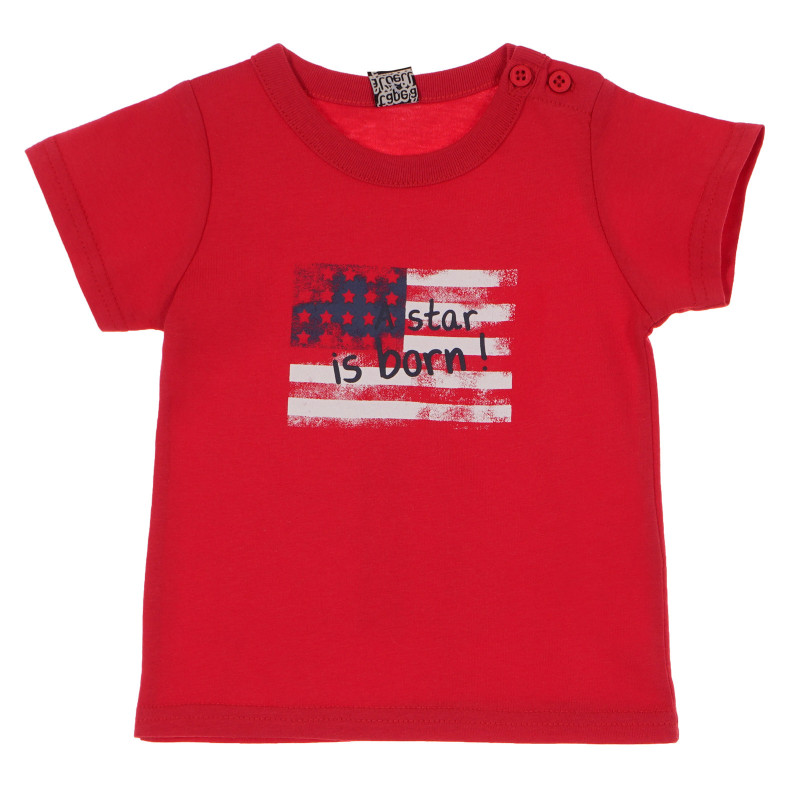 Памучна тениска за бебе за момче червена  170113