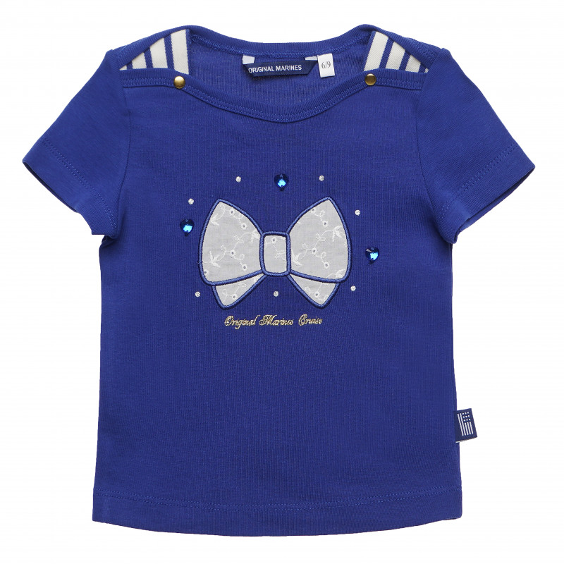 Памучна тениска за бебе за момиче синя  170174