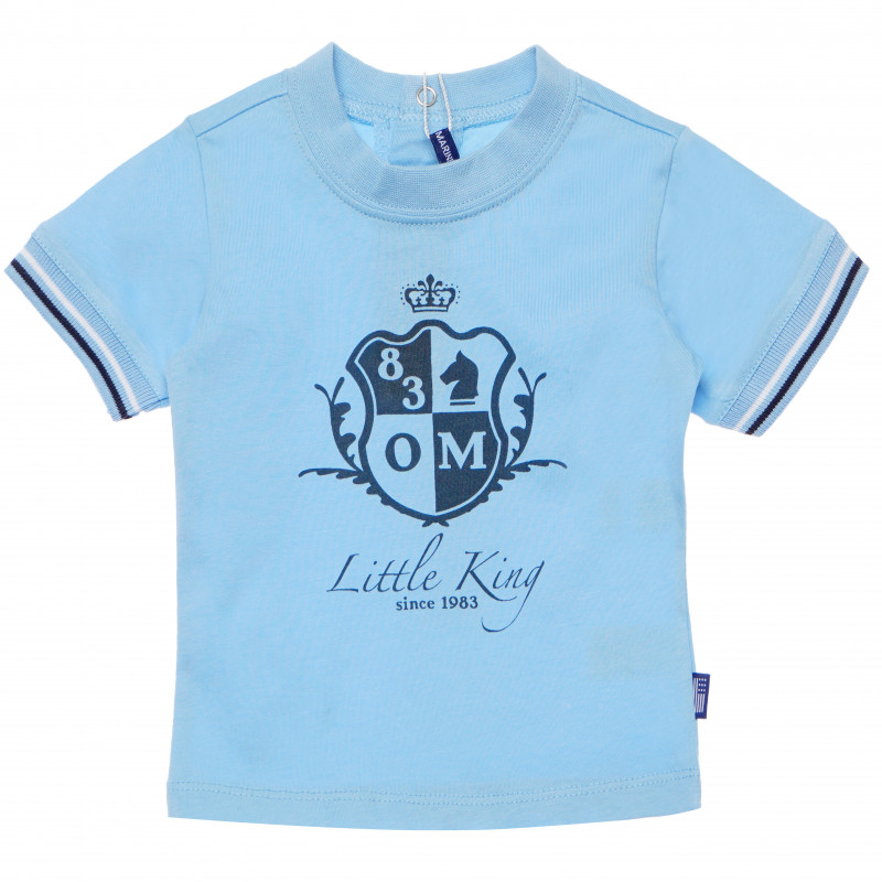 Памучна тениска за бебе за момче синя  170194