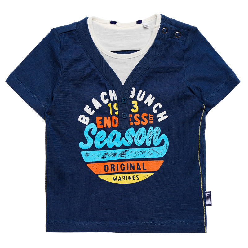 Памучна тениска за бебе за момче синя  170206