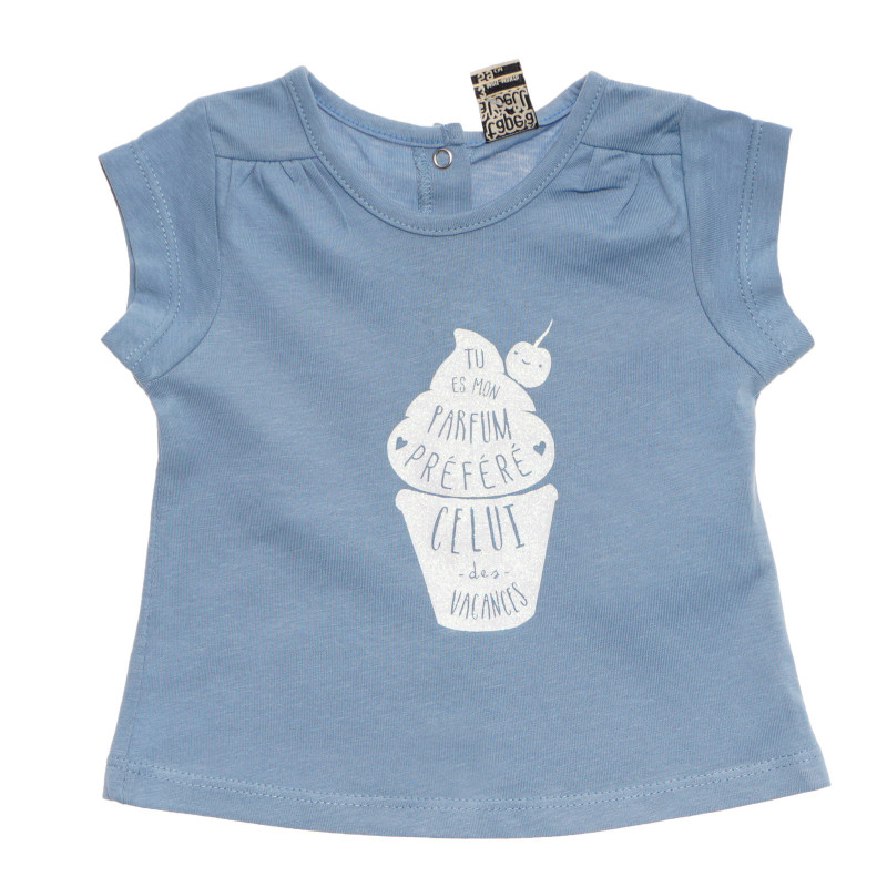 Памучна тениска за бебе за момиче синя  170415