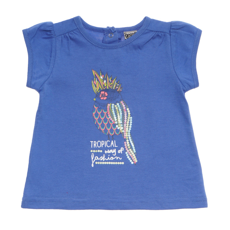 Памучна тениска за бебе за момиче синя  170451