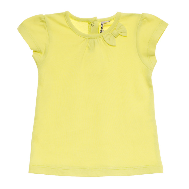 Памучна тениска за бебе за момиче жълта  170455