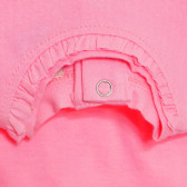 Памучна тениска с къдрички и надпис за бебе, розова Tape a l'oeil 170473 3