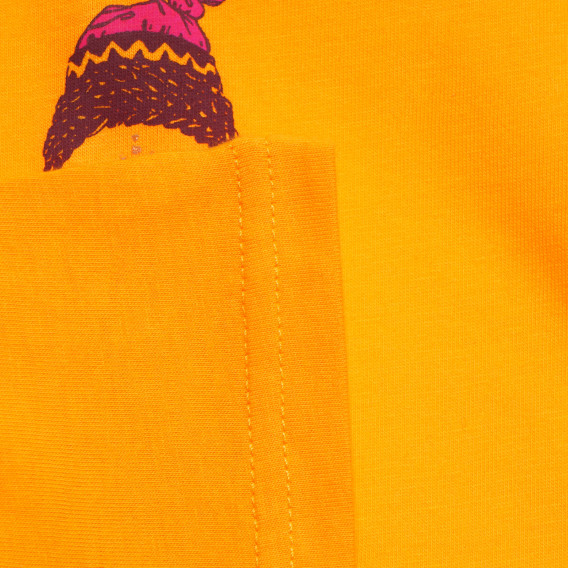 Памучна тениска с щампа и апликация за бебе, жълта Tape a l'oeil 170477 3