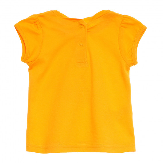 Памучна тениска с щампа и апликация за бебе, жълта Tape a l'oeil 170478 4