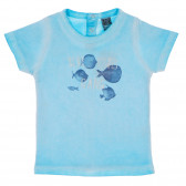 Памучна тениска за бебе с принт на рибки, синя Tape a l'oeil 170495 