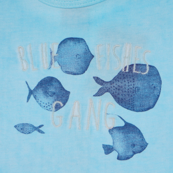 Памучна тениска за бебе с принт на рибки, синя Tape a l'oeil 170496 2