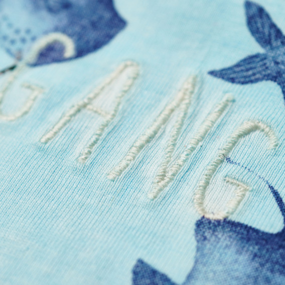 Памучна тениска за бебе с принт на рибки, синя Tape a l'oeil 170500 6