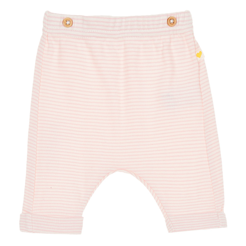 Памучен панталон за бебе в бяло-розово райе  170550