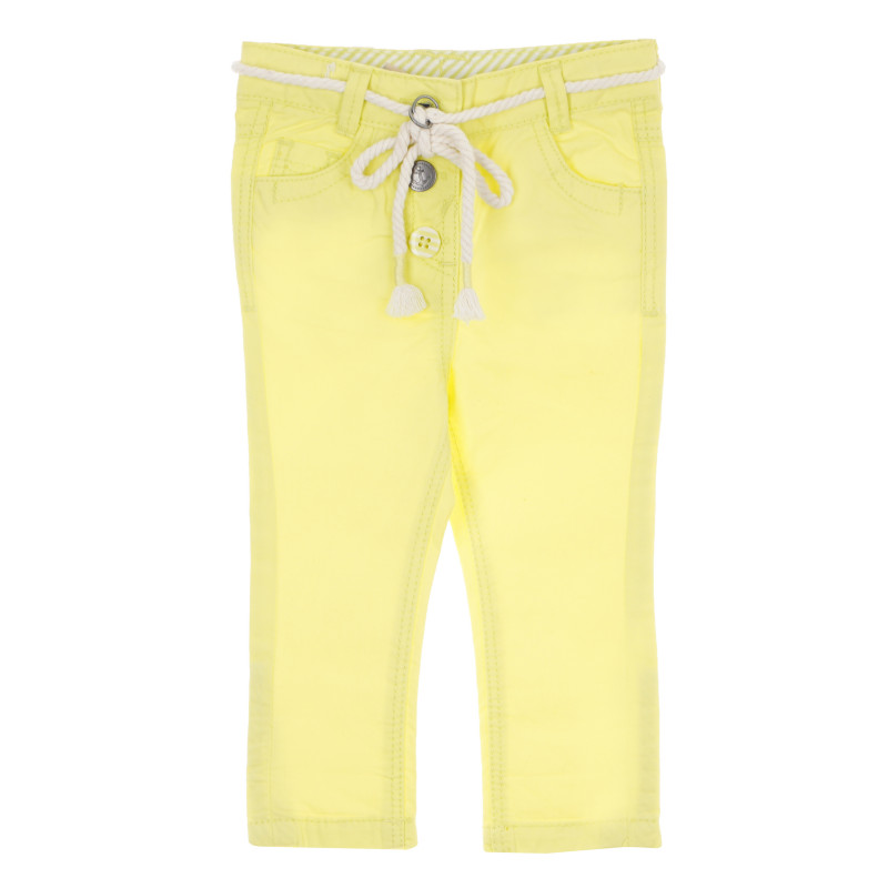Памучен панталон за бебе за момиче жълт  170628