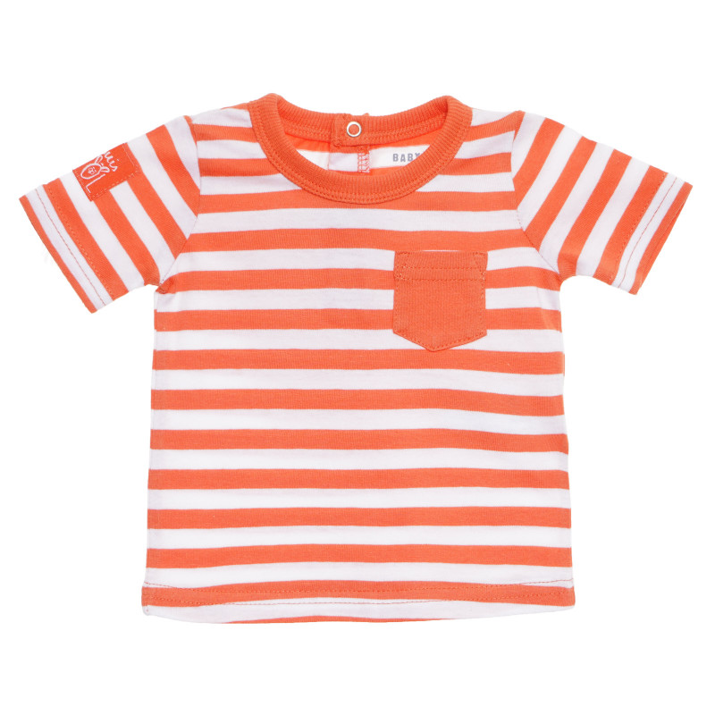 Памучна блуза с къс ръкав за бебе за момче оранжева  170778