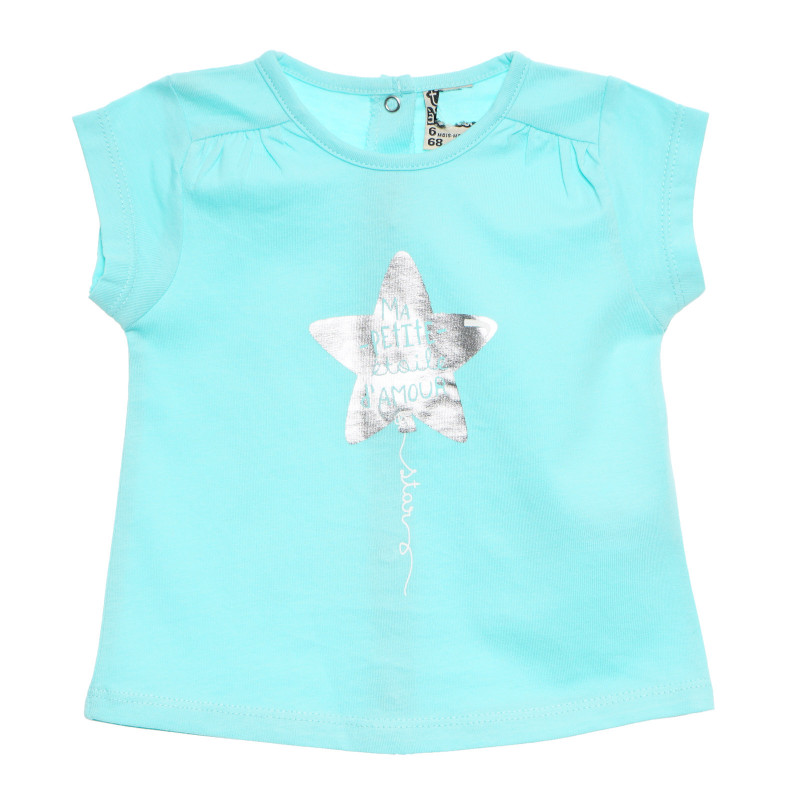 Памучна тениска с щампа за бебе момиче, зелена  170872