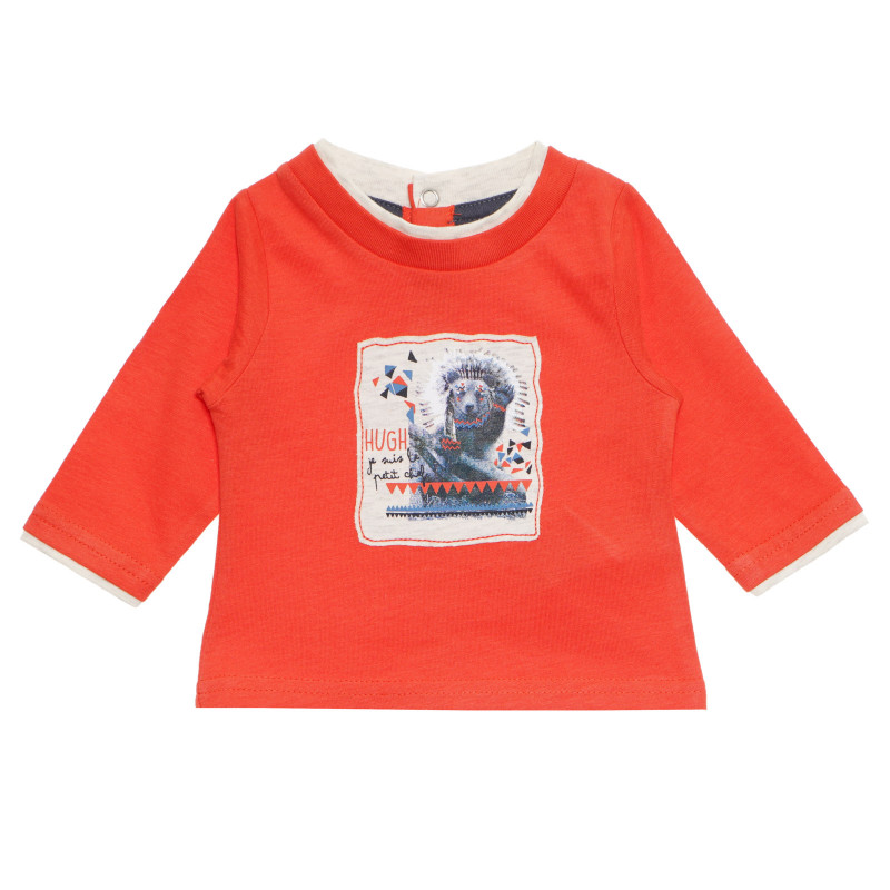 Памучна блуза за бебе за момче оранжева  170962