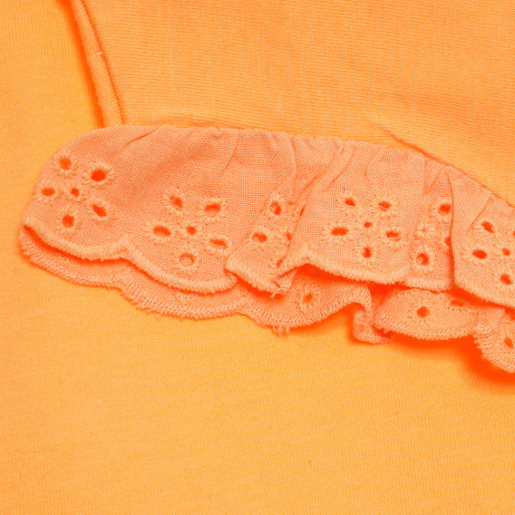 Памучна блуза с дантелени къси ръкави за бебе, оранжева Tape a l'oeil 171011 2