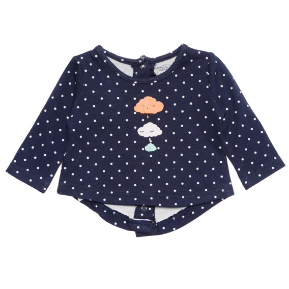Памучна блуза с дълъг ръкав за бебе за момиче синя Tape a l'oeil 171050 