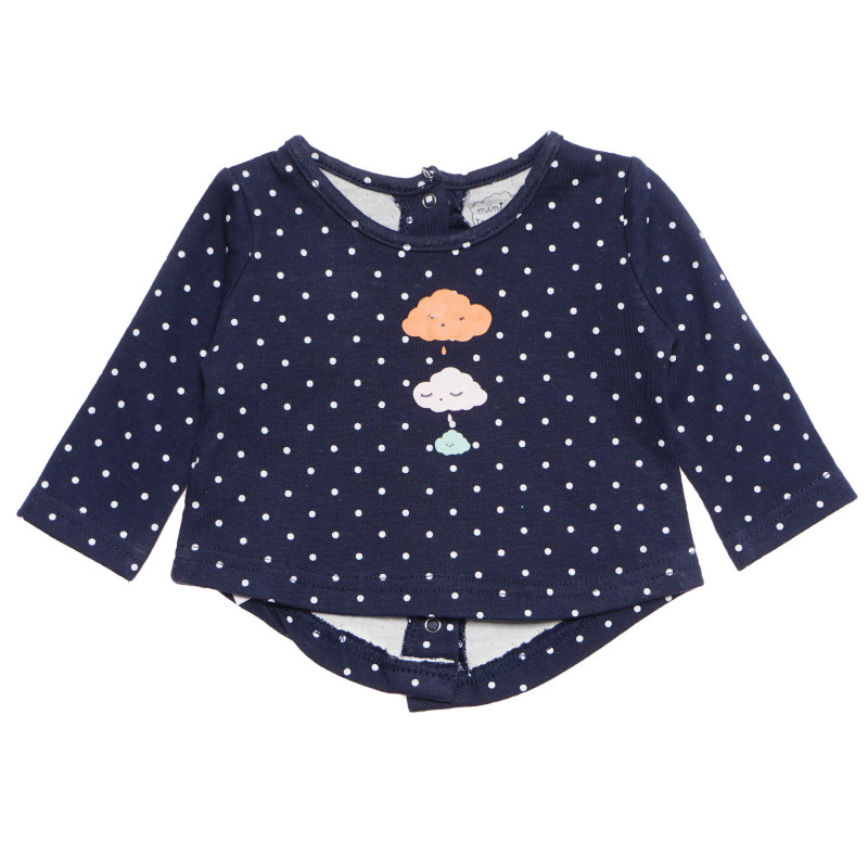 Памучна блуза с дълъг ръкав за бебе за момиче синя  171050