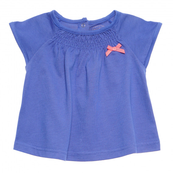 Памучна блуза с оранжева панделка за бебе, синя Tape a l'oeil 171062 