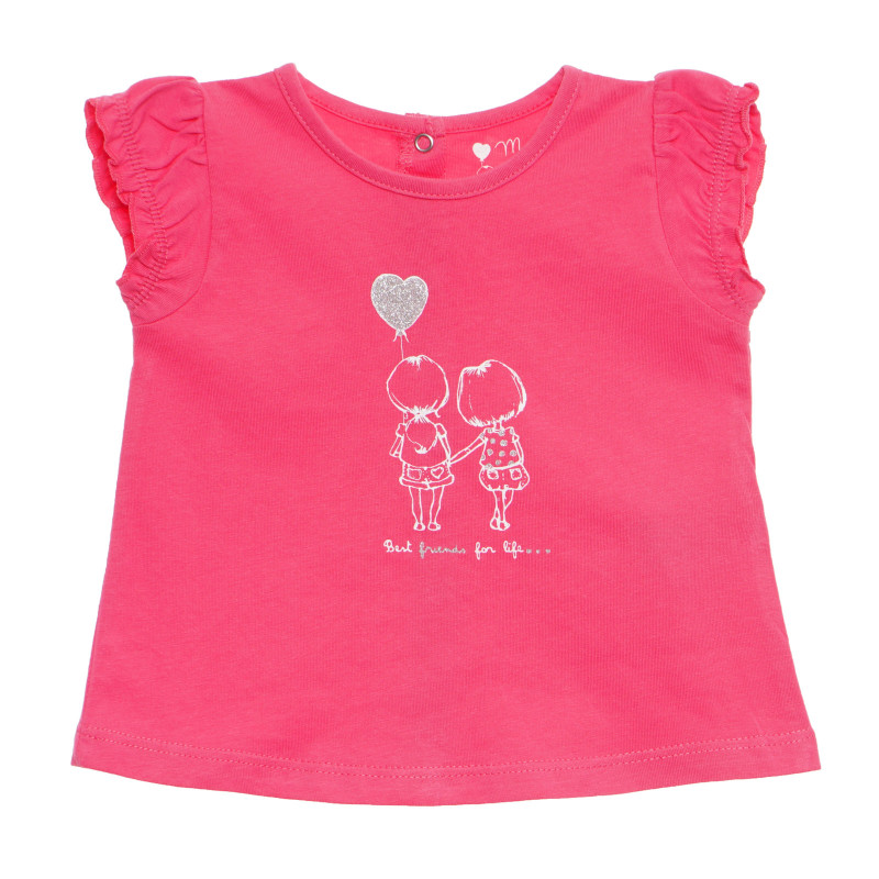Памучна тениска за бебе за момиче розова  171066