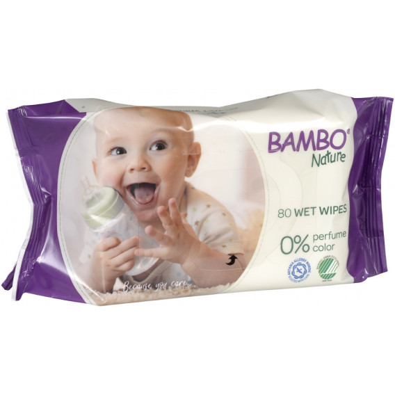 Бебешки мокри кърпички без алкохол и аромат, 80 бр. Bambo Nature 171207 