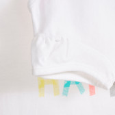 Памучна блуза с къс ръкав и надпис за бебе, бяла Tape a l'oeil 171291 3
