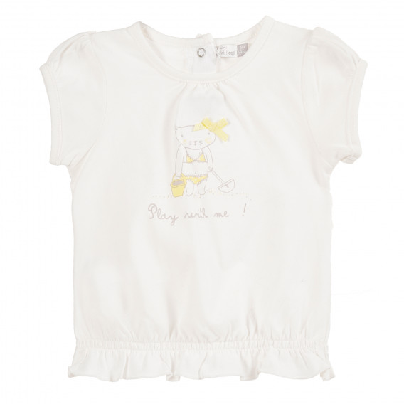 Памучна тениска за бебе момиче бяла Tape a l'oeil 171309 