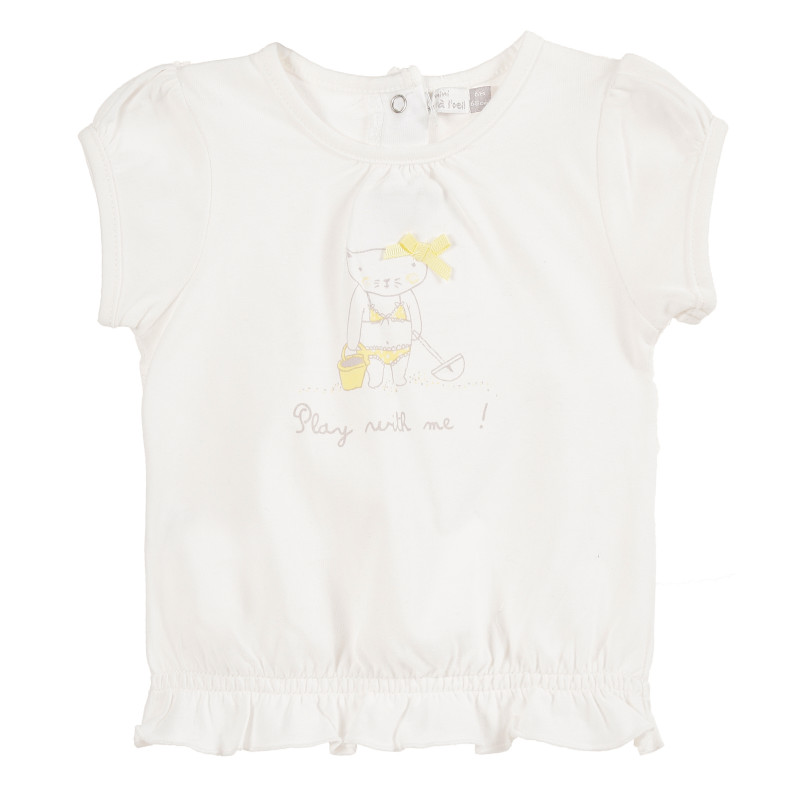 Памучна тениска за бебе момиче бяла  171309