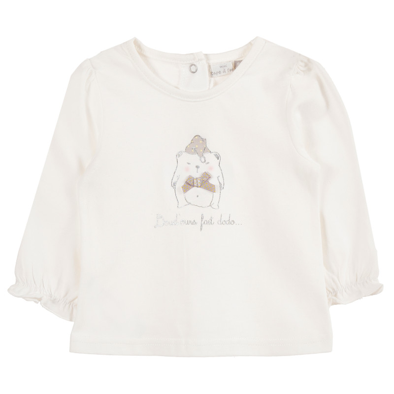 Памучна блуза с графичен принт за бебе за момиче бяла  171357