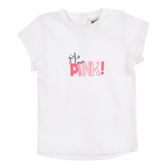 Памучна тениска за бебе за момиче бяла Tape a l'oeil 171441 