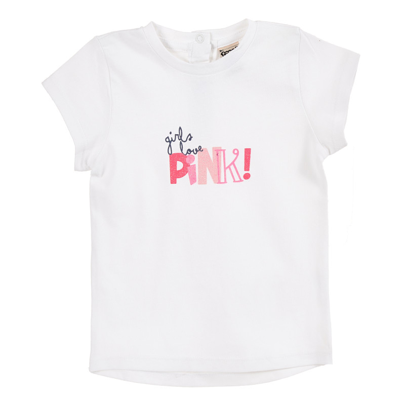 Памучна тениска за бебе за момиче бяла  171441