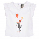 Памучна тениска за бебе за момиче бяла Tape a l'oeil 171445 