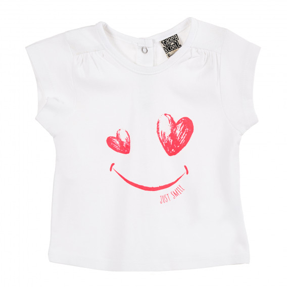 Памучна тениска с щампа сърца за беб, бяла Tape a l'oeil 171461 