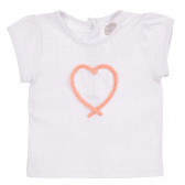 Памучна тениска с фигурален принт и апликация за бебе, бяла Tape a l'oeil 171473 