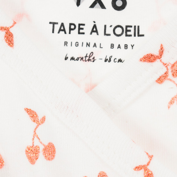 Памучно боди с фигурален принт за бебе за момиче бяло Tape a l'oeil 171562 3