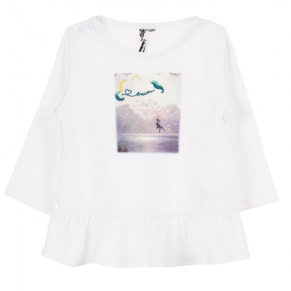 Памучна рокля за бебе за момиче бяла Tape a l'oeil 171624 