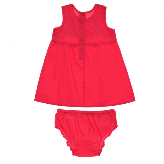 Памучен комплект от рокля и гащички за бебе за момиче розов Benetton 171790 4