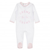 Памучен гащеризон за бебе в бяло и розово Benetton 171848 