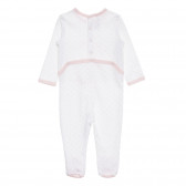Памучен гащеризон за бебе в бяло и розово Benetton 171851 4