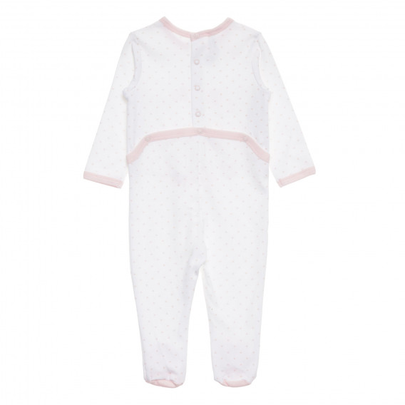 Памучен гащеризон за бебе в бяло и розово Benetton 171851 4