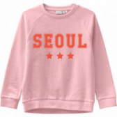 Суитшърт с надпис Seoul за момиче розов Name it 171957 