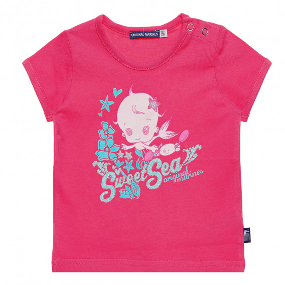 Памучна тениска за бебе момиче, розова Original Marines 172075 