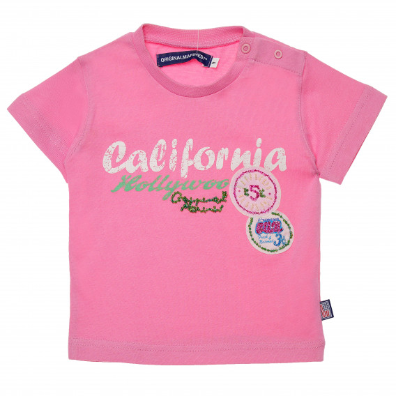 Памучна тениска за бебе за момиче розова Original Marines 172107 