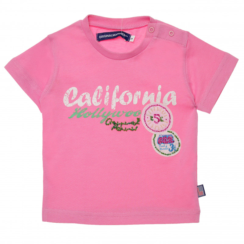 Памучна тениска за бебе за момиче розова  172107