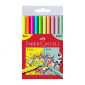 Флумастери Grip, 5 цвята неон и 5 цвята пастел Faber Castell 172423 