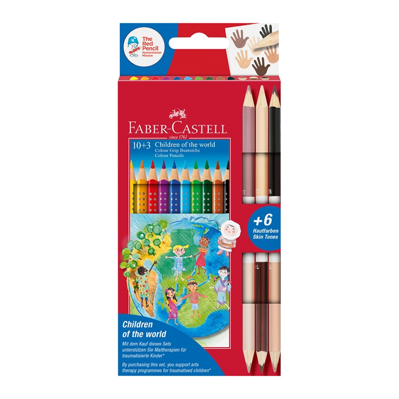 Цветни акварелни моливи Grip 2001, 10 цвята, в комплект с 3 двувърхи цветни молива  172427