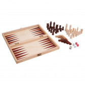 Шах, табла и игри със зарове, 3 в 1, в дървена кутия Small Foot 172473 2